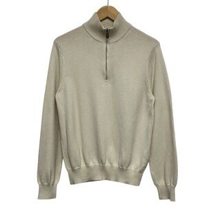 Brooks Brothers Men's Supima Cotton Half-Zip Mock Neck Sweater Cream Size Small